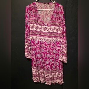 BloomChic Magenta Floral Long Sleeve Dress